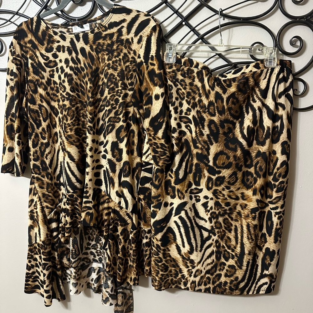 Leopard Print Skirt Set
